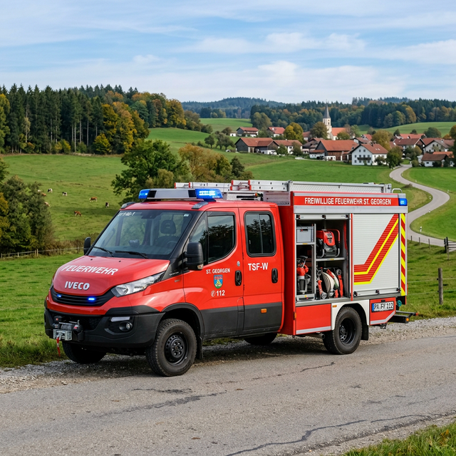Tragkraftspritzenfahrzeug mit Wasser
